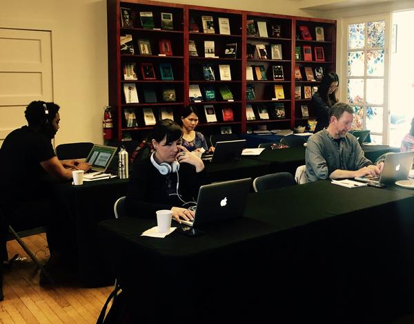 Students typing at computers 