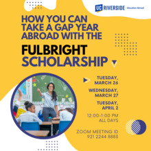 Flyer to promote a Fulbright Scholarship info session
